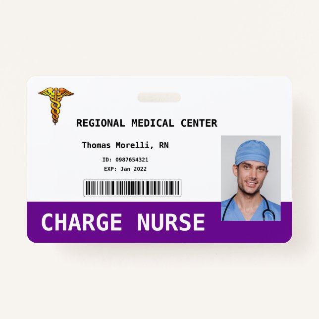 Custom Employee Photo, Logo, Bar Code ID Badge (Front)