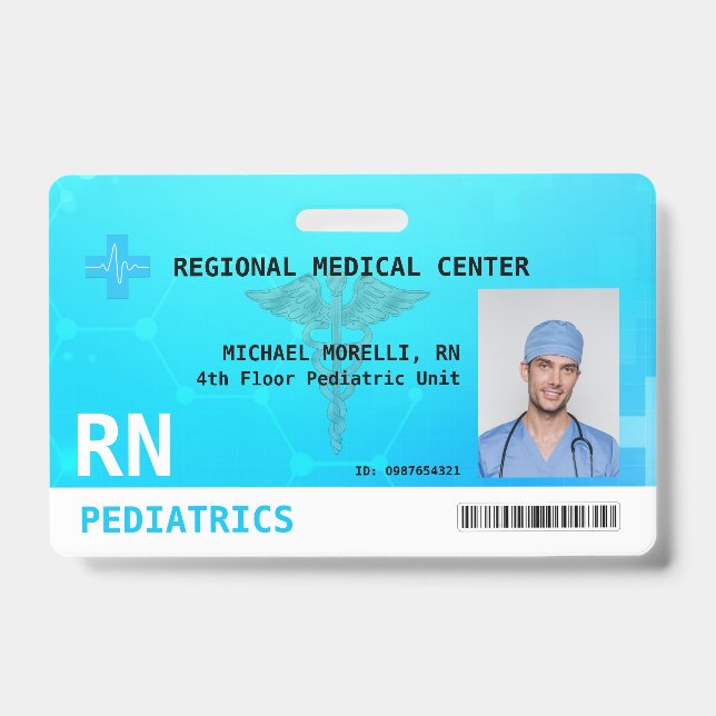 Custom Employee Photo, Logo, Bar Code ID Badge (Front)