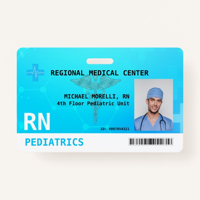 Custom Employee Photo, Logo, Bar Code ID Badge (Front)