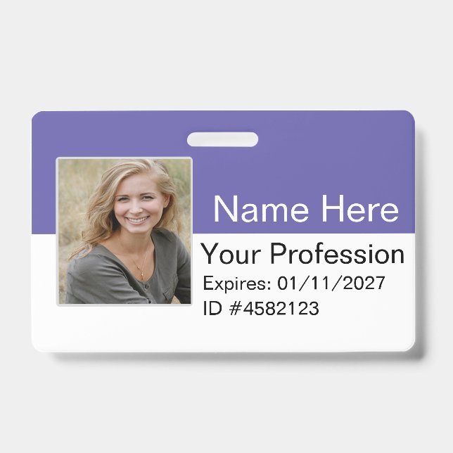 Custom Employee Photo Logo Bar Code Name Badge ID (Front)