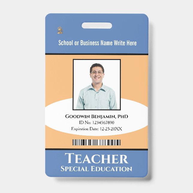 Custom Employee Photo Logo Bar Code Name Badge ID Badge (Front)