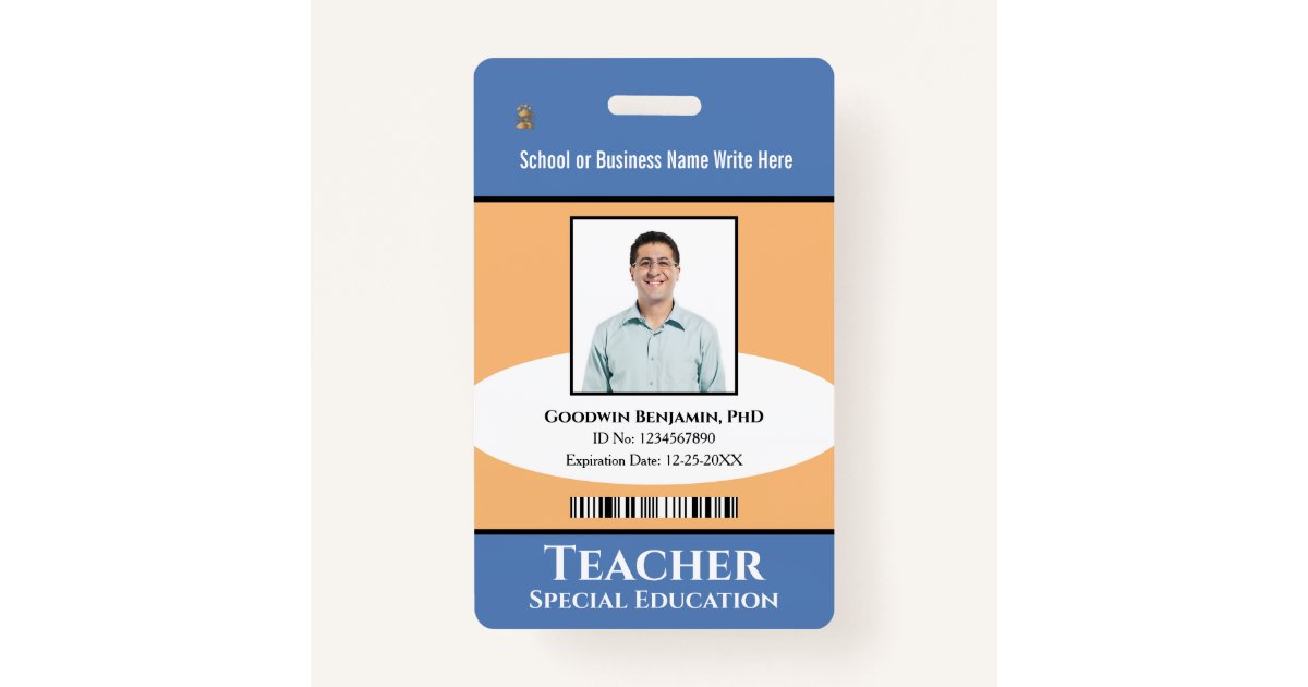 Custom Employee Photo Logo Bar Code Name Badge ID Badge Zazzle