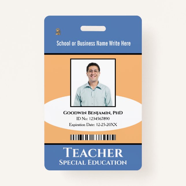 Custom Employee Photo Logo Bar Code Name Badge ID Badge (Front)