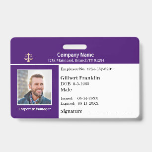 Custom Employee Photo Logo Bar Code Name Badge ID Badge