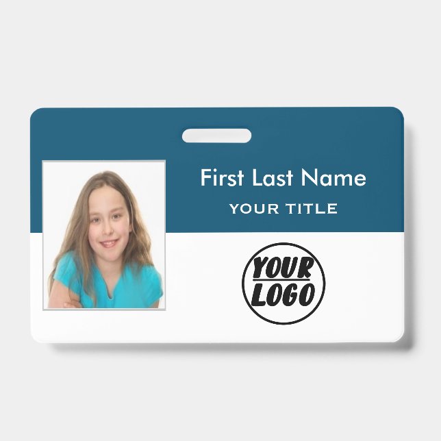 Custom Employee Photo | Logo, Bar Code name Badge ID Badge (Front)