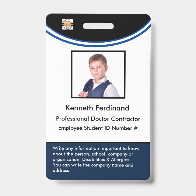 Custom Employee Photo Logo Bar Code Name Badge ID Badge (Front)