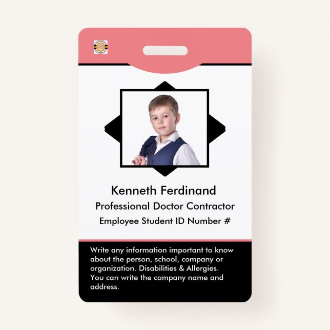 Custom Employee Photo Logo Bar Code Name Badge ID Badge (Front)