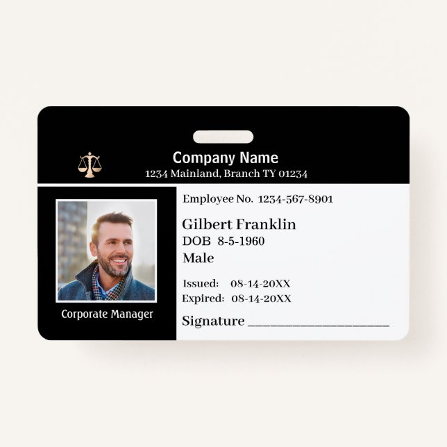 Custom Employee Photo Logo Bar Code Name Badge ID Badge (Front)