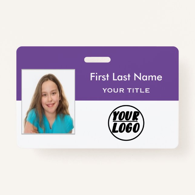 Custom Employee Photo | Logo, Bar Code name Badge ID Badge (Front)