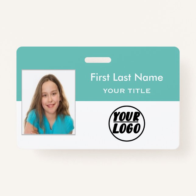 Custom Employee Photo | Logo, Bar Code name Badge ID Badge (Front)