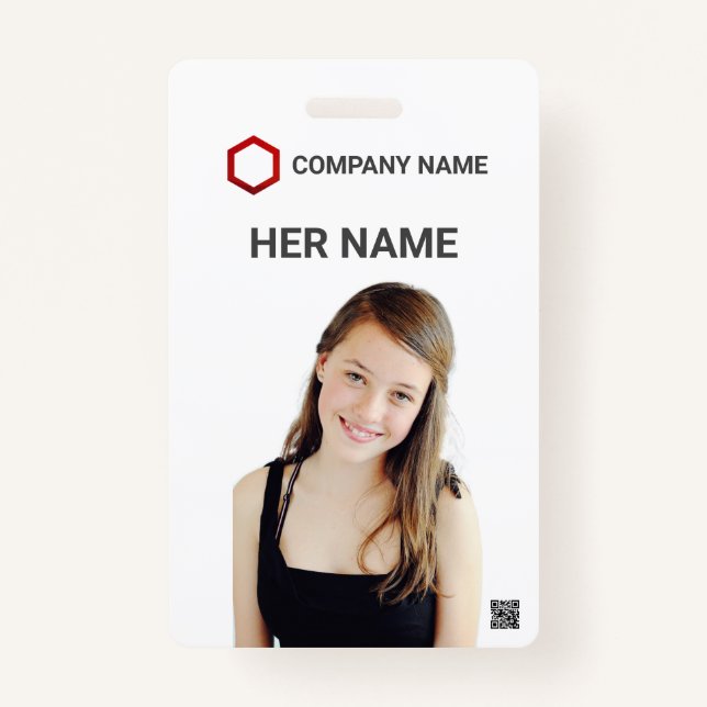 Custom Employee Photo Logo Bar Code Name Badge ID Badge (Front)