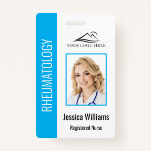 Custom Employee Photo Logo Bar Code Name Blue ID Badge