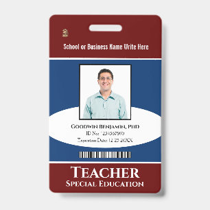 Custom Employee Photo Logo Bar Code Name ID Badge