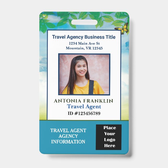 Custom Employee Photo Logo Bar Code Name ID Badge (Front)