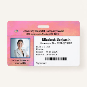 Custom Employee Photo Logo Bar Code Name ID Badge