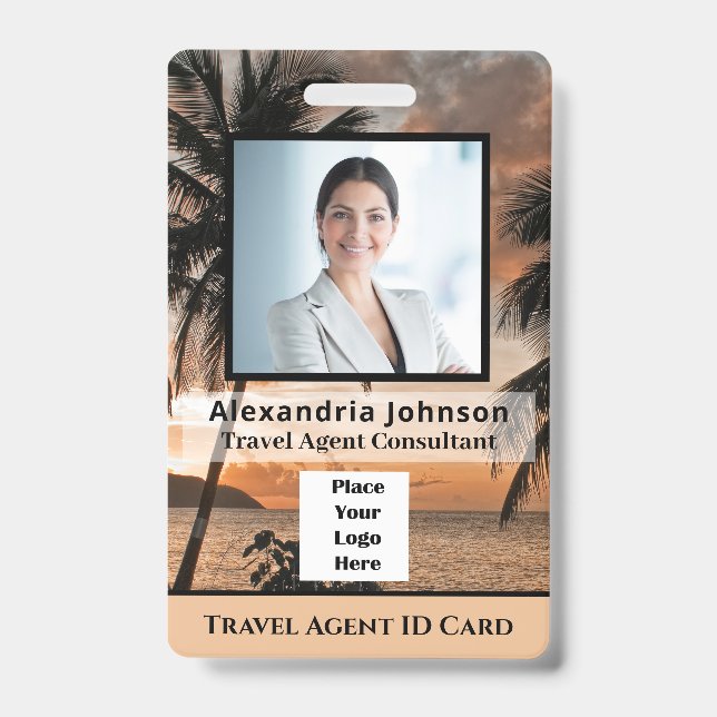 Custom Employee Photo Logo Bar Code Name ID Badge (Front)