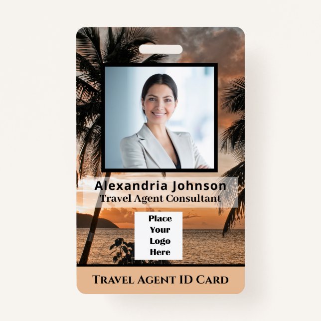 Custom Employee Photo Logo Bar Code Name ID Badge (Front)