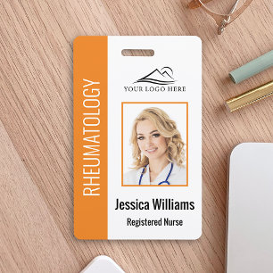 Custom Employee Photo Logo Bar Code Name Orange ID Badge