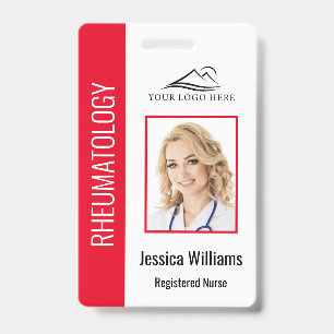 Custom Employee Photo Logo Bar Code Name Red ID Badge