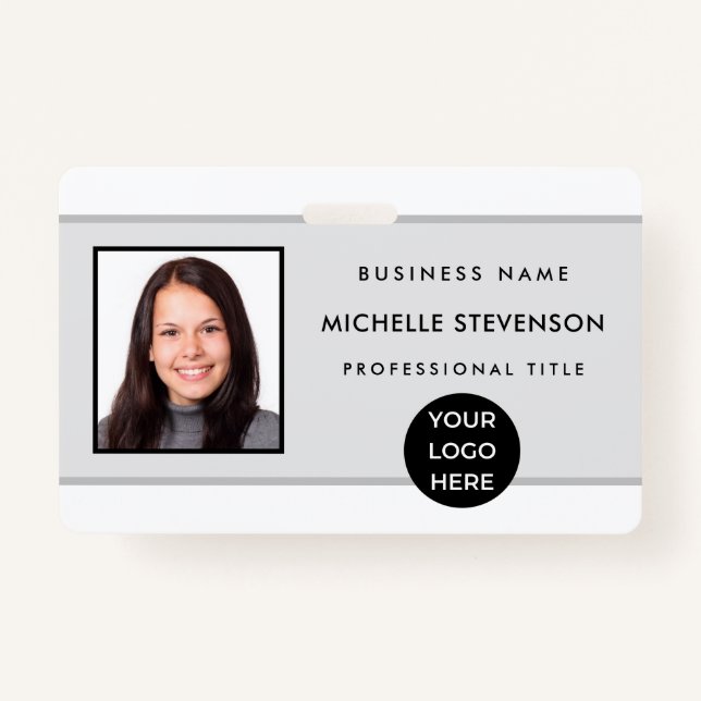 Custom Employee Photo Logo Barcode Name Badge ID Badge (Front)