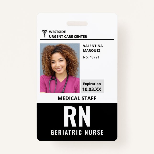 Custom Employee Photo Logo Barcode Name ID Badge (Front)