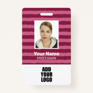 Custom Employee Photo Logo & Barcode Stripes ID Badge