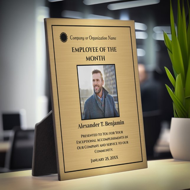 Custom Employee Photo Logo Gold Custom Awards Plaque (Employee Photo Logo Gold Custom Awards Plaque is great to give to deserving employees. )