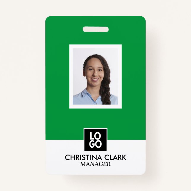 Custom Employee Photo Logo Name Badge Business ID ID Badge (Front)