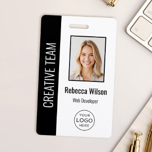 Custom Employee Photo, Logo, Name Black ID Badge