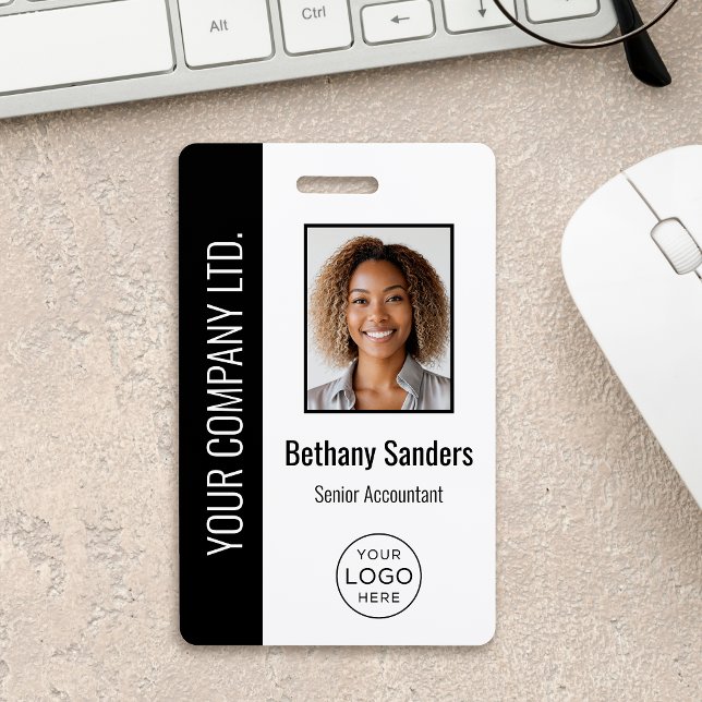 Custom Employee Photo, Logo, Name Black ID Badge (Creator Uploaded)