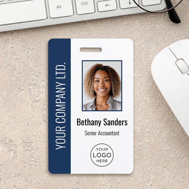 Custom Employee Photo, Logo, Name Blue ID Badge (Creator Uploaded)