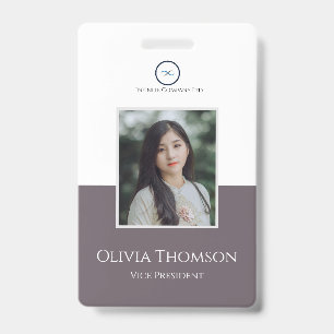 Custom Employee Photo, Logo, Name Granite Grey ID Badge