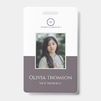 Custom Employee Photo, Logo, Name Granite Grey ID Badge