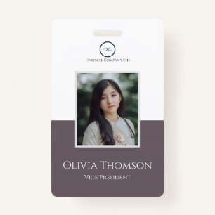 Custom Employee Photo, Logo, Name Granite Grey ID Badge