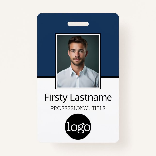 Custom Employee Photo Logo Name - Same Both Sides ID Badge (Front)