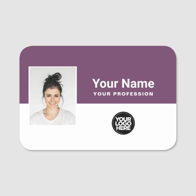 Custom Employee Photo, Logo, Profession Name Tag (Front)