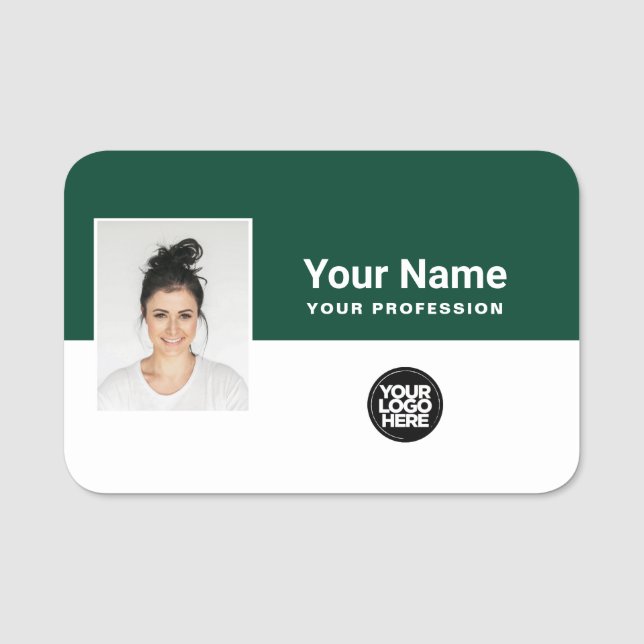Custom Employee Photo, Logo, Profession Name Tag (Front)