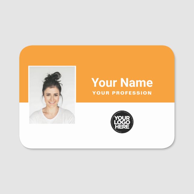 Custom Employee Photo, Logo, Profession Name Tag (Front)