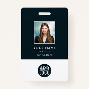 Custom Employee Photo Name Badge Bar Code Logo ID Badge