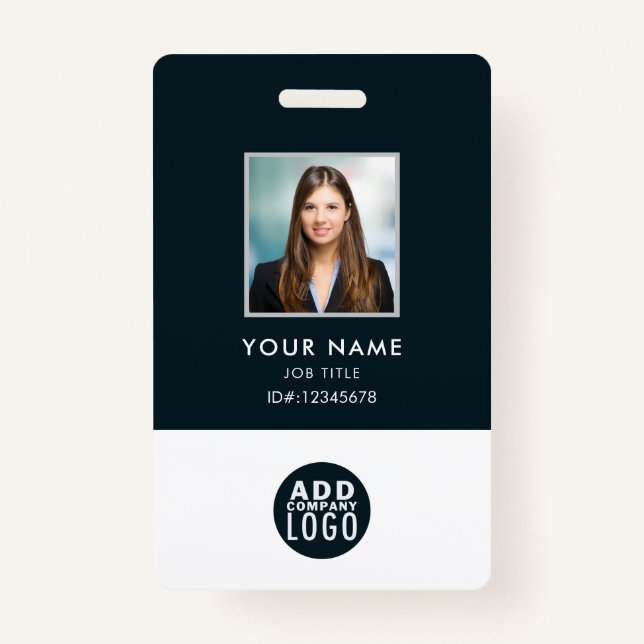 Custom Employee Photo Name Badge Bar Code Logo ID Badge (Front)