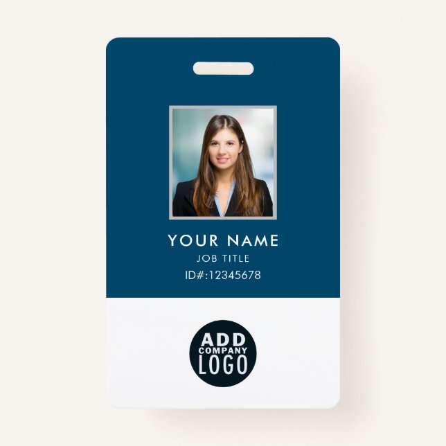Custom Employee Photo Name Badge Barcode Logo ID Badge (Front)