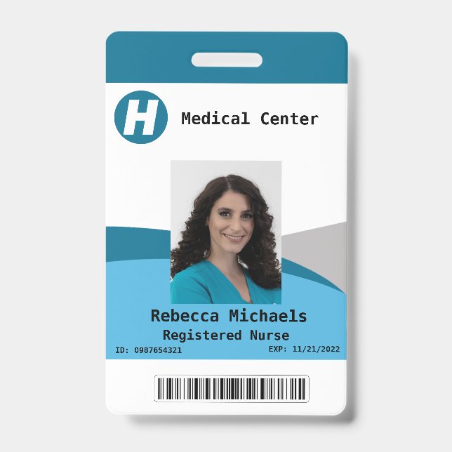 Custom Employee Photo, Name, Bar Code, Logo  Badge ID Badge (Front)