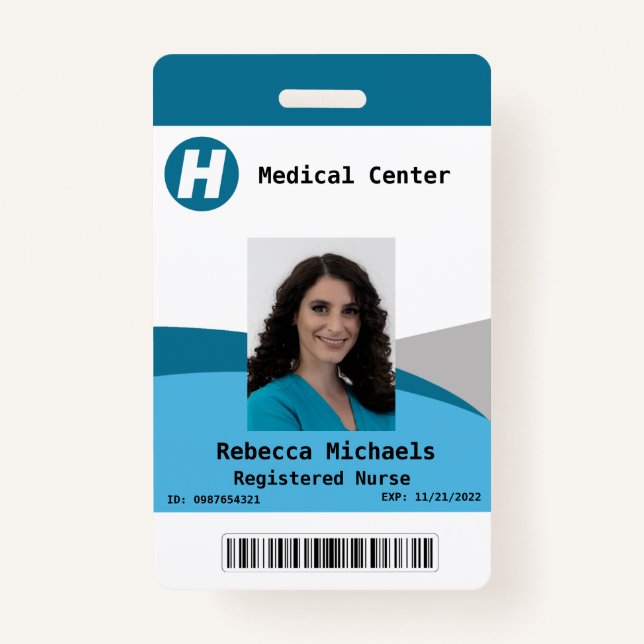 Custom Employee Photo, Name, Bar Code, Logo  Badge ID Badge (Front)