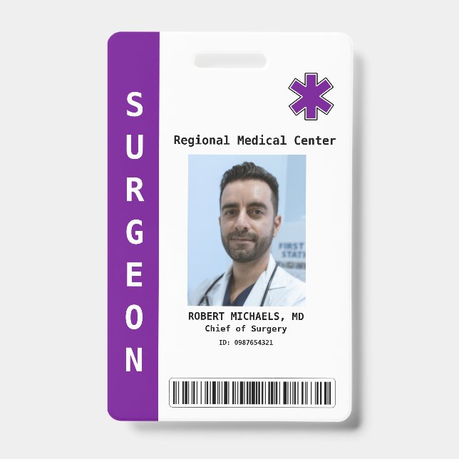 Custom Employee Photo, Name, Bar Code, Logo Badge ID Badge (Front)