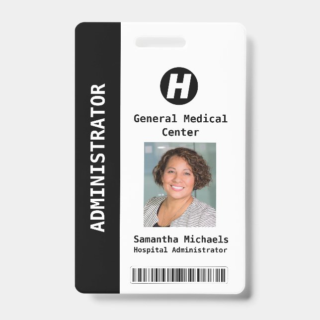 Custom Employee Photo, Name, Bar Code, Logo  Badge ID Badge (Front)