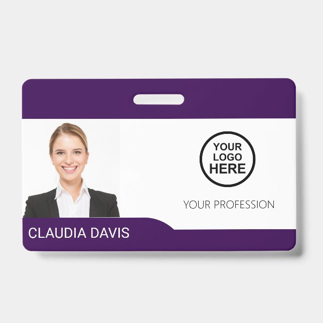 Custom Employee Photo,Name , Logo, Bar Code, Badge ID Badge (Front)