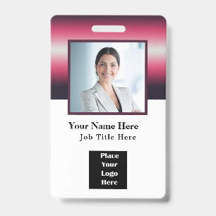 Custom Employee Photo Name Logo Bar Code ID Badge