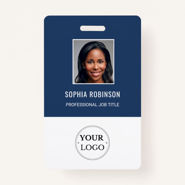 Custom Employee Photo, Name, Logo, Bar Code ID Badge (Front)
