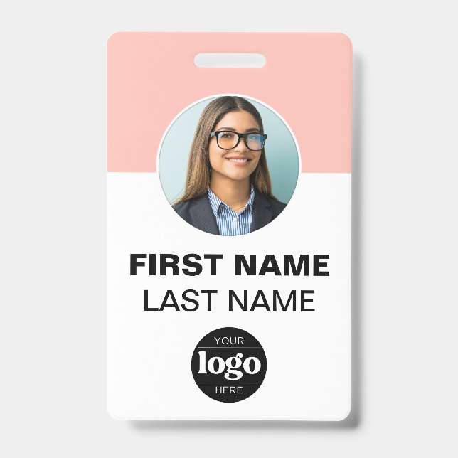 Custom Employee Photo | Name, Logo, Bar Code  ID Badge (Front)