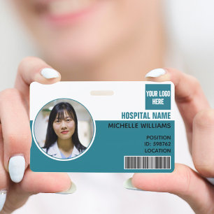 Custom employee photo name logo barcode ID Badge
